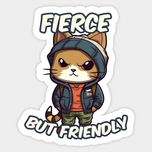 A cute kitty wearing street fashion Sticker